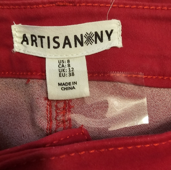 Artisan NY red high rise Curvy Skinny Pants Size 8 - Picture 4 of 4